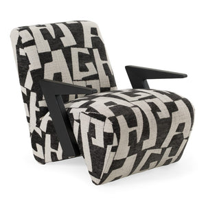 VIG Furniture Leana Modern Black & White Geometric Fabric Accent Chair With Plush Foam Seat And Wood Frame VGOD-ZW-23073-BLKWHT