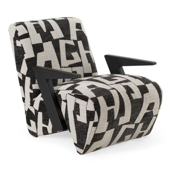VIG Furniture Leana Modern Black & White Geometric Fabric Accent Chair With Plush Foam Seat And Wood Frame VGOD-ZW-23073-BLKWHT