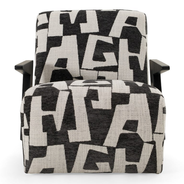 VIG Furniture Leana Modern Black & White Geometric Fabric Accent Chair With Plush Foam Seat And Wood Frame VGOD-ZW-23073-BLKWHT