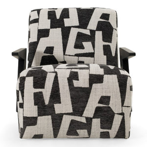 VIG Furniture Leana Modern Black & White Geometric Fabric Accent Chair With Plush Foam Seat And Wood Frame VGOD-ZW-23073-BLKWHT