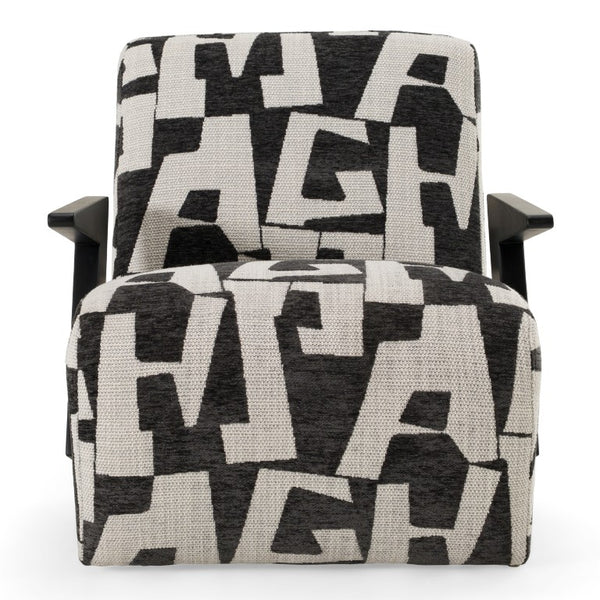 VIG Furniture Leana Modern Black & White Geometric Fabric Accent Chair With Plush Foam Seat And Wood Frame VGOD-ZW-23073-BLKWHT
