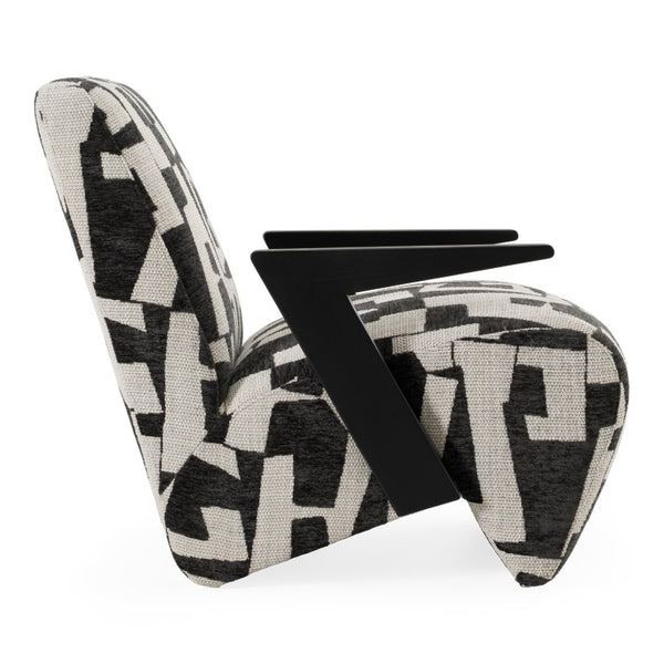 VIG Furniture Leana Modern Black & White Geometric Fabric Accent Chair With Plush Foam Seat And Wood Frame VGOD-ZW-23073-BLKWHT