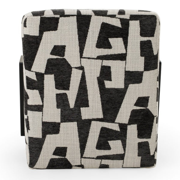 VIG Furniture Leana Modern Black & White Geometric Fabric Accent Chair With Plush Foam Seat And Wood Frame VGOD-ZW-23073-BLKWHT
