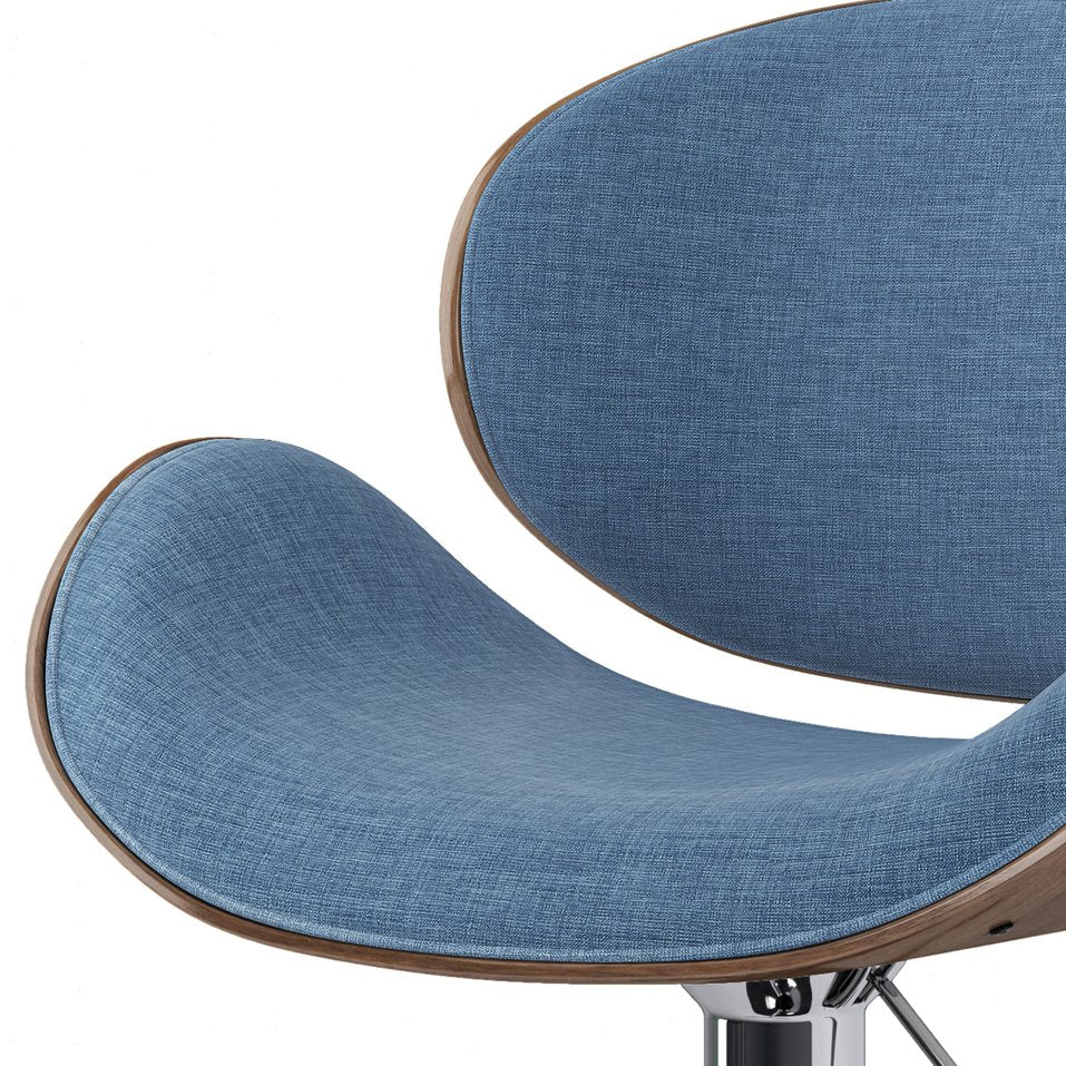 English Elm Marana - Stylish Adjustable Swivel Bar Stool In Blue Linen For Modern Homes & Entertaining Spaces B136P158924