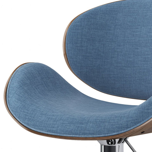 English Elm Marana - Stylish Adjustable Swivel Bar Stool In Blue Linen For Modern Homes & Entertaining Spaces B136P158924