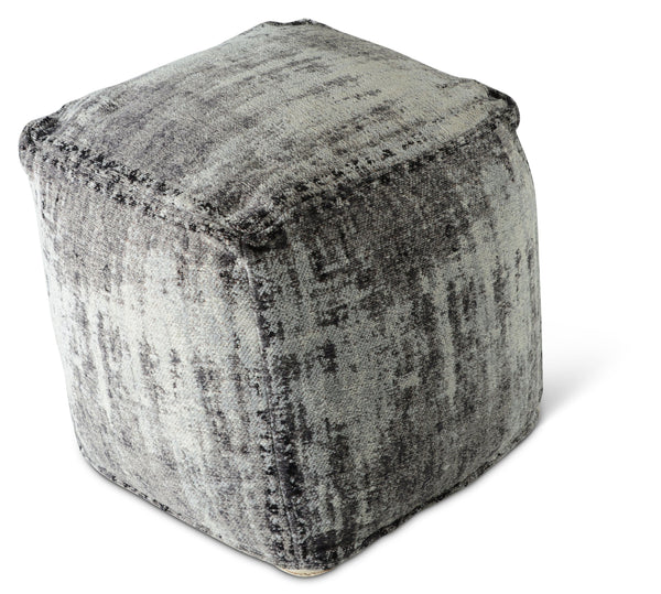 English Elm Steve Silver - Hazel Handwoven Square Pouf Dark Gray - 100% Cotton Upholstered Ottoman, Versatile Accent Seat B081P157457