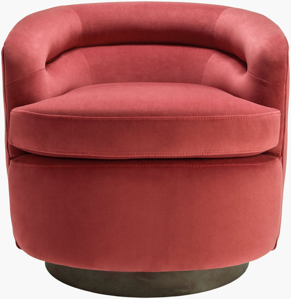 Surya Leigh Swivel Chair - 29"H X 30"W X 32"D, Stylish Comfortable Upholstery With Durable Rubber Wood Base Upholstery, Burnt Orange,Base, Brown Polyester,Rubber Wood,Polyurethane Foam,Polyester,Polyfill Leg001-293032