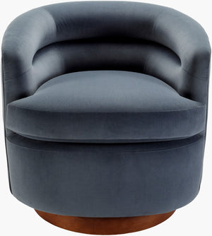 Surya Leigh Swivel Chair - 29"H X 30"W X 32"D, Stylish Comfortable Upholstery With Durable Rubber Wood Base Upholstery, Denim,Base, Brown Polyester,Rubber Wood,Polyurethane Foam,Polyurethane Foam,Polyester,Polyfill Leg002-293032