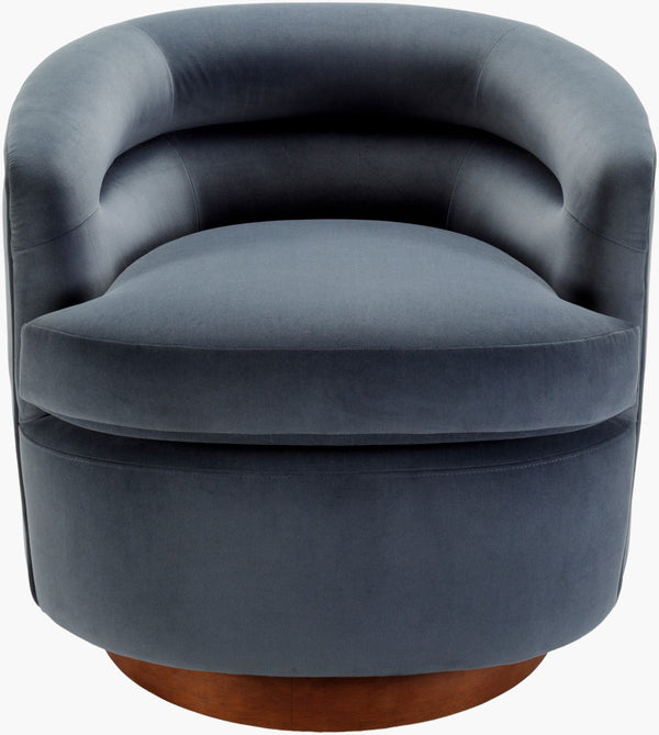 Surya Leigh Swivel Chair - 29"H X 30"W X 32"D, Stylish Comfortable Upholstery With Durable Rubber Wood Base Upholstery, Denim,Base, Brown Polyester,Rubber Wood,Polyurethane Foam,Polyurethane Foam,Polyester,Polyfill Leg002-293032