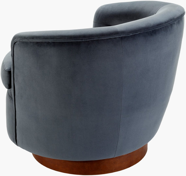 Surya Leigh Swivel Chair - 29"H X 30"W X 32"D, Stylish Comfortable Upholstery With Durable Rubber Wood Base Upholstery, Denim,Base, Brown Polyester,Rubber Wood,Polyurethane Foam,Polyurethane Foam,Polyester,Polyfill Leg002-293032