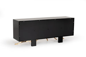 VIG Furniture Legend Modern Black & Gold Buffet — Glossy Lacquer Storage Console With Sculptural Champagne-Gold Base, 79" VGVCG8111-BLK