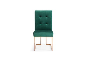 VIG Furniture Legend Green Velvet Dining Chair Set Of 2 — Tufted Plush Seats, Rose Gold Stainless Frame, Glam Comfort VGVCB012-GRN