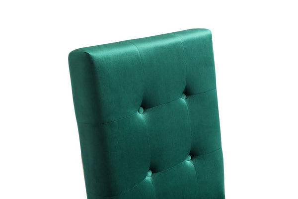 VIG Furniture Legend Green Velvet Dining Chair Set Of 2 — Tufted Plush Seats, Rose Gold Stainless Frame, Glam Comfort VGVCB012-GRN