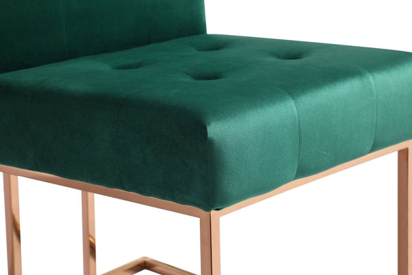 VIG Furniture Legend Green Velvet Dining Chair Set Of 2 — Tufted Plush Seats, Rose Gold Stainless Frame, Glam Comfort VGVCB012-GRN