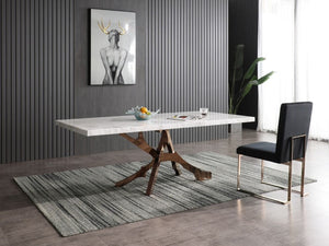 VIG Furniture Legend Sculptural White Marble Dining Table With Twisted Rosegold Pedestal, Seats 6, 79" X 39" VGVCT8222-M20-WHT-DT