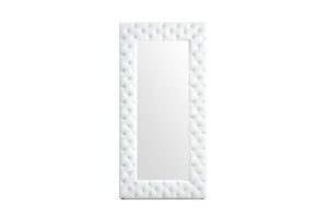 VIG Furniture Legend White Bonded Leather Floor Mirror With Diamond Tufting, Vertical Full-Length 43"X80" Elegant Decor VGVCJ8111-3H-WHT-MIR