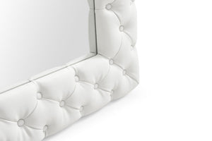 VIG Furniture Legend White Bonded Leather Floor Mirror With Diamond Tufting, Vertical Full-Length 43"X80" Elegant Decor VGVCJ8111-3H-WHT-MIR