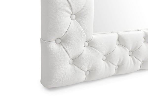 VIG Furniture Legend White Bonded Leather Floor Mirror With Diamond Tufting, Vertical Full-Length 43"X80" Elegant Decor VGVCJ8111-3H-WHT-MIR