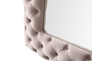 VIG Furniture Legend Velvet Tufted Floor Accent With Diamond Button Upholstery — Full-Length Glamorous Dressing Statement Grey Mirror VGVCJ8111-3H-GRY-MIR