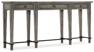Hooker Furniture Ciao Ciao Bella Narrow Console With 3 Drawers, Speckled Gray Distressed Farmhouse Hallway Table 5805-85003-96