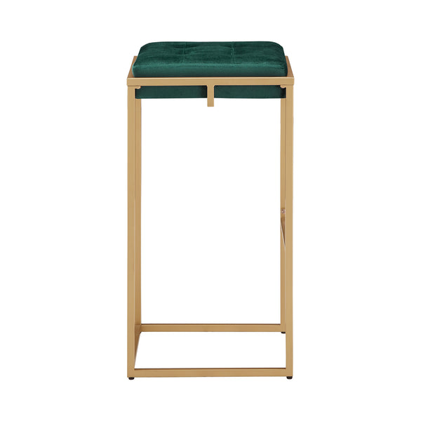 Homelegance By Top-Line Piper Gold Finish Velvet Button Tufted 29" Bar Height Stools (Set of 2) Green Engineered Wood
