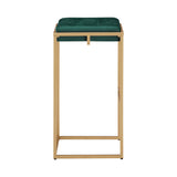 Homelegance By Top-Line Piper Gold Finish Velvet Button Tufted 29" Bar Height Stools (Set of 2) Green Engineered Wood