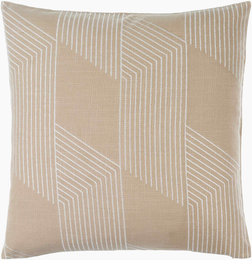 Surya Merle Cozy Cottage-style 18"X18" Accent Pillow - Unique Cotton Design For Exotic Home Décor Beige Cotton,Cotton Lem001-2222d