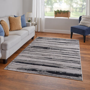 Feizy Rugs Micah Modern Abstract Area Rug - Durable Machine-made Soft Polyester For High Traffic Spaces Silver,Gray,Black Polyester,Polypropylene 6943049fslv000g22