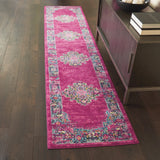 Nourison Passion PSN03 Machine Made Power-loomed Ornamental Border Indoor Only Bohemian Vintage Rug Fuchsia, Pink 100% Polypropylene 99446456045