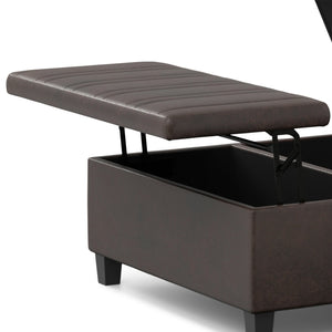 English Elm Ellis - Versatile Coffee Table Storage Ottoman In Distressed Brown Faux Leather For Modern Living B136P159159