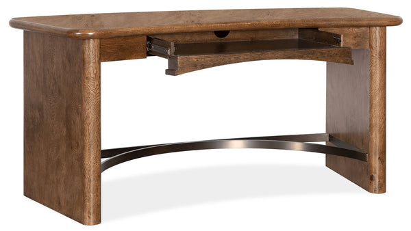 Hooker Furniture Melange Romano Oak Bow Front Writing Desk with Bronze Stretcher for Home Office 628-10009-82