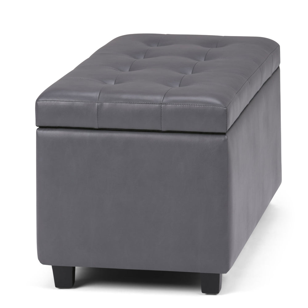 English Elm Cosmopolitan Storage Ottoman In Stone Grey - Stylish, Versatile Seating & Hidden Storage Solution B136P159772