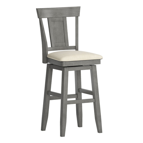 Homelegance By Top-Line Juliette Panel Back Wood Swivel Bar Stool Grey Rubberwood