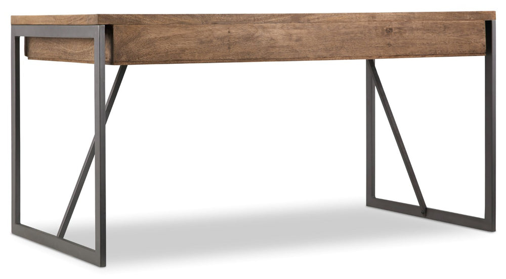 Hooker Furniture Writing Desk With Solid Mango Wood Top, Gray Metal Frame, 3 Drawers & Removable Insert For Organized Workspaces 5681-10458-MWD