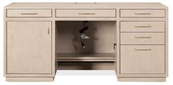 Hooker Furniture Marlowe Home Office Credenza White Oak Veneer with Integrated Wire Management 6420-10464-80