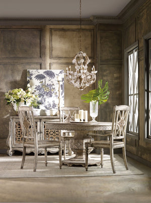 Hooker Furniture Chatelet 54" Round Dining Table With 20" Leaf — Paris Vintage Distressed White Farmhouse Elegance 5350-75203
