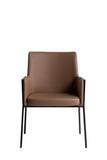 VIG Furniture Modrest Leshay - Modern Dark Camel Vegan Leather + Black Metal Dining Chair VGGAGA-6552CH-1-B19