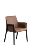 VIG Furniture Modrest Leshay - Modern Dark Camel Vegan Leather + Black Metal Dining Chair VGGAGA-6552CH-1-B19