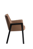 VIG Furniture Modrest Leshay - Modern Dark Camel Vegan Leather + Black Metal Dining Chair VGGAGA-6552CH-1-B19