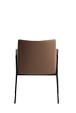 VIG Furniture Modrest Leshay - Modern Dark Camel Vegan Leather + Black Metal Dining Chair VGGAGA-6552CH-1-B19