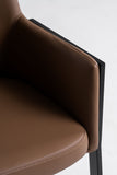 VIG Furniture Modrest Leshay - Modern Dark Camel Vegan Leather + Black Metal Dining Chair VGGAGA-6552CH-1-B19