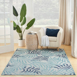 Nourison Garden Oasis GOA01 Machine Made Power-loomed Borderless Design Indoor/Outdoor Tropical Outdoor Rug Blue, Blue 100% Polypropylene 99446959270