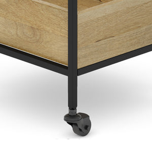 English Elm Hobbs 16" Bar Cart in Natural Mango Wood with Locking Casters, Black Metal Frame, Industrial Chic B136P158690