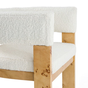 VIG Furniture Letha Cream Upholstered Counter Chair With Burl Wood Veneer, Brass Accents & Low-Back Comfort VGMY-3805-26-CRM