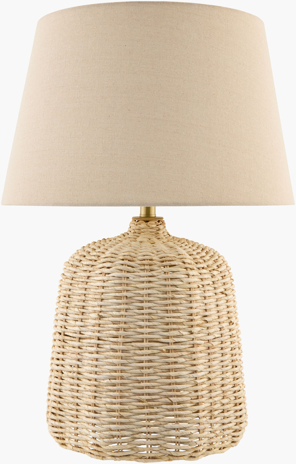 Surya Levane 27" Rattan Accent Table Lamp With Linen Shade - Timeless Elegance For Cozy Home Decor Body, Beige,Shade (Outside), Beige,Shade (Inside), White,Finial, Metallic ,Brass,Harp, Metallic ,Brass,Cord, Translucent Rattan,Linen,Polyester,Iron Lev-001