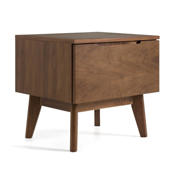 VIG Furniture Lewis Mid-Century Nightstand In Rich Walnut Veneer With Tapered Legs, Deep Drawer & Durable Top VGMABR-36-NS