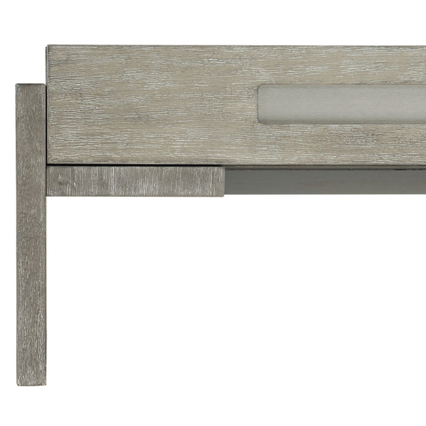 Bernhardt Bernhardt Foundations Cocktail Table With Two-Tone Cerused Acacia, Brushed Steel Accents, Soft-Close Drawers And Rustic Modern Flair Dark Shale; Light Shale 54"W x 32"D x 17.25"H 306021