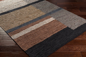 Livabliss Lexington Handwoven Cotton Leather Flatweave Area Rug for Rustic Farmhouse Living Rooms Brown, Light Be 2'6" x 8' LEX2300-268
