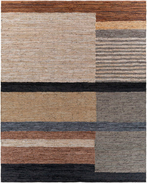 Livabliss Lexington Handwoven Cotton Leather Flatweave Area Rug for Rustic Farmhouse Living Rooms Brown, Light Be 8' x 10' LEX2300-810