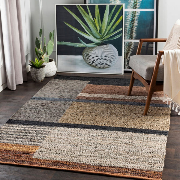 Livabliss Lexington Handwoven Cotton Leather Flatweave Area Rug for Rustic Farmhouse Living Rooms Brown, Light Be 2'6" x 8' LEX2300-268